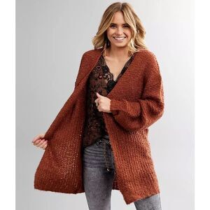 Buckle Daytrip Fuzzy Cardigan Sweater In Arabian Spice Orange Size Large